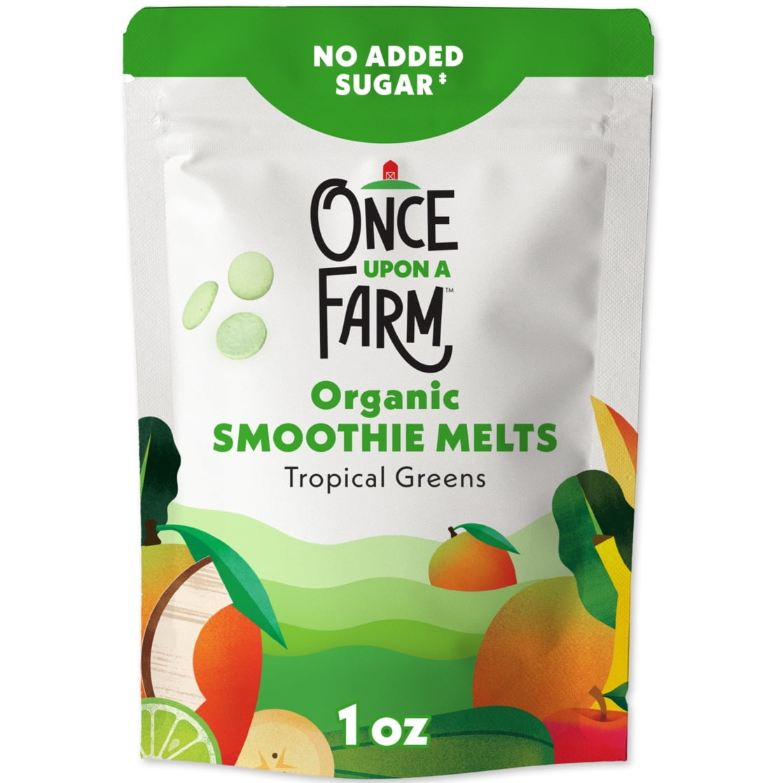 (2 pack) Once Upon a Farm Organic Smoothie Melts, Tropical Greens, 1oz Bag