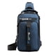 thumbnail image 2 of Mochila bandolera para hombre mujer | Bolsa de pecho ajustable para el hombro con orificio para auriculares | Poliéster ligero | Tamaño compacto para tabletas de 7,9" | Azul Caqui Gris Oscuro | 11,8, 2 of 7