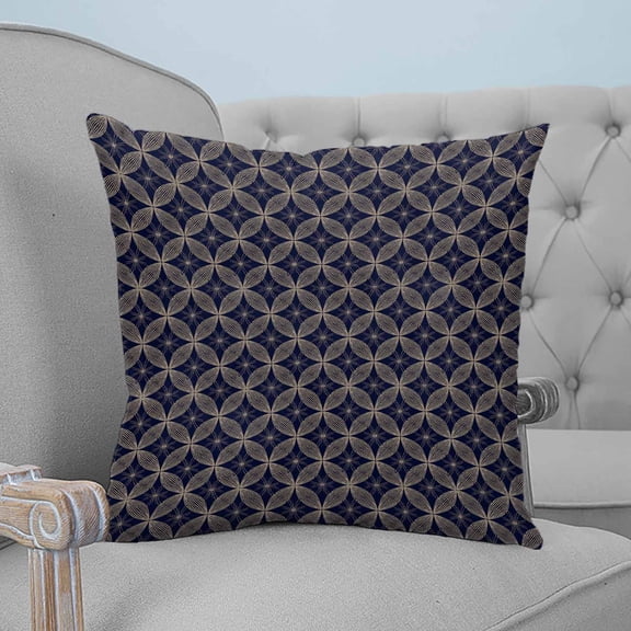 Navy Blue Geometric Throw Pillow Covers, Soft Pillowcases with Invisible Zipper, Brown Modern Abstract Art Aesthetics Square Pillow Cushion Covers for Living Room Couch Sofa Bed 18x18 Inches