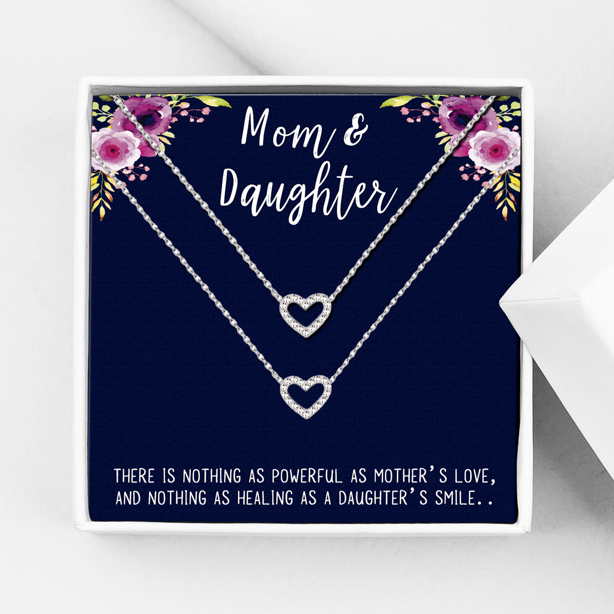 Mother And Daughter Necklace Heart Pendant Gifts For Her Mom Presents Jewelry 