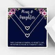 Mother and Daughter Christmas Card Necklace Jewelry Gift Set - Jewelry Gift Set - Gift for Her - Gift for Mom and Daughter - Holiday Matching Heart Necklace