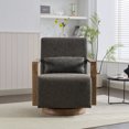 thumbnail image 2 of 30" Swivel Accent Chair - 360° Rotating PU Leather Lounge Chair with Solid Wood Armrests - Coffee/Brown/Gray (300lb Capacity), 2 of 9