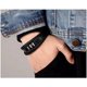 thumbnail image 4 of Pulsera de cuero negro para hombre - Regalo hombre 22,5cm brillar Electrónica, 4 of 4