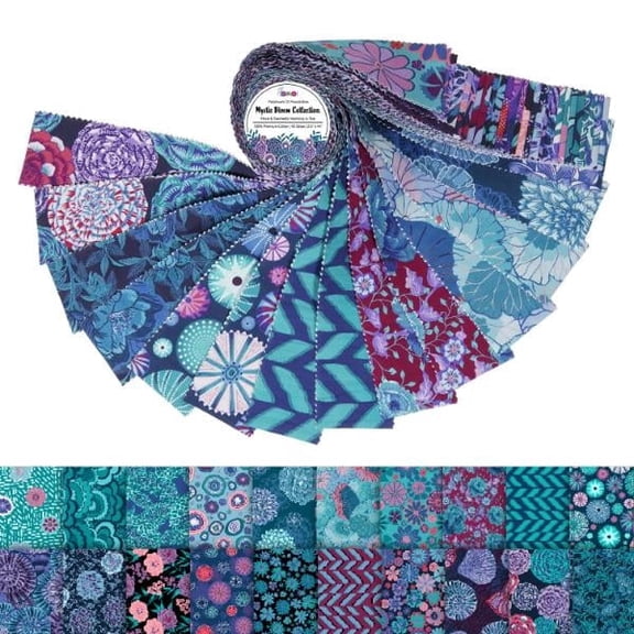 Soimoi Jelly Roll 40 Strip Assorted Bundle, Fabric Strips for Quilting, Crafting, 100% Cotton Fabric Jelly Roll Bundle For Scrapbooking, Precut Quilt Projects, DIY Crafts- Mystic Bloom Collection