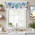 thumbnail image 2 of Summer Ocean Valance Curtain Shell Starfish Coral Blue Striped Window Valances Rod Pocket Short Curtains Window Treatments for Kitchen Bedroom Bathroom Laundry 60" x 18", 2 of 9