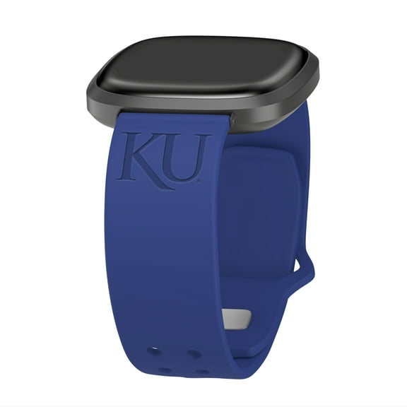 Kansas Engraved Silicone Unisex Watch Band for Fitbit Versa 3 and Sense (Blue) by Affinity Bands