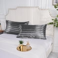 thumbnail image 4 of Funda de almohada de de seda para el cabello y piel Rayas súper suaves Funda de almohada cómoda para el dormitorio Casa Hotel Boda a , gris Sunnimix Funda de almohada larga, 4 of 8