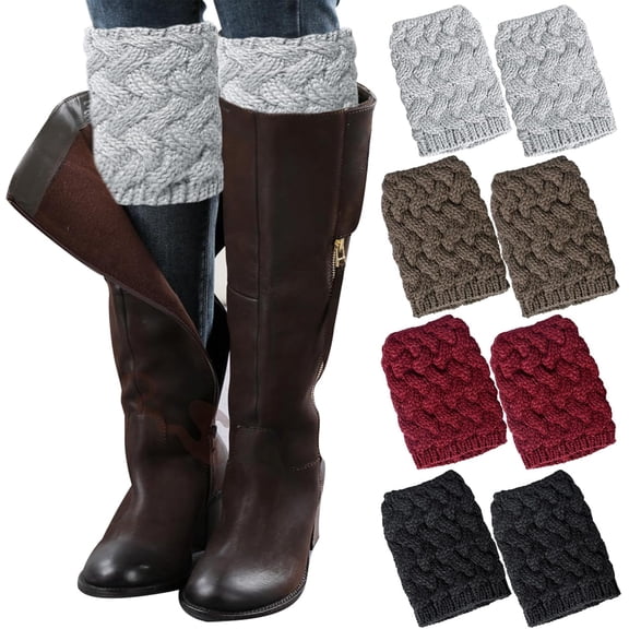Womens Boot Socks Winter Warm Crochet Knitted Boot Cuffs Topper Socks Short Leg Warmers Gifts