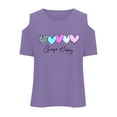 thumbnail image 5 of Gelikeya Girls Short Sleeve Tshirt 2026 Summer Heart Graphic Print Crew Neck Cold Shoulder Activewear Tees Preppy Tops 3-14Y Z01 Purple, 7-8 Years, 5 of 7