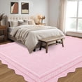 thumbnail image 4 of Garvee 9'x12' Scalloped Washable Area Rug Solid Border Carpet with Non Slip Backing, Soft Low Pile Rug for Living Room Bedroom Home Office, Pink, 4 of 10