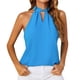 thumbnail image 1 of Camiseta sin mangas con cuello halter para mujer, sin mangas, cuello trasero, cierre de correa, ajuste holgado, camisetas casuales de verano, azul S, 1 of 6