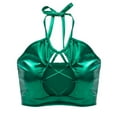thumbnail image 4 of MSJUHEG Underwear Women Womens Women'S Shiny Bra Rave Bandeau Vest Bra Holographic Crop Top Backless Metallic Rave Suit Plus Size Green S, 4 of 7