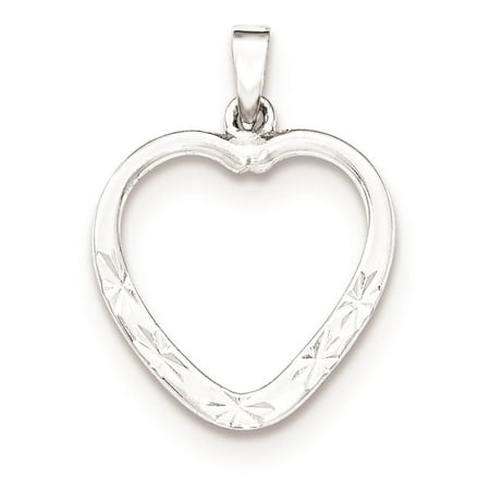 925 Sterling Silver Polished & Diamond-cut Heart Charm Pendant