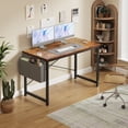 thumbnail image 3 of CONCETTA 47 Inch Computer Writing Desk with Storage Bag, Steel Frame for Home Office Study, Brown, 3 of 8