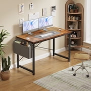 CONCETTA 47 Inch Computer Writing Desk with Storage Bag, Steel Frame for Home Office Study, Brown