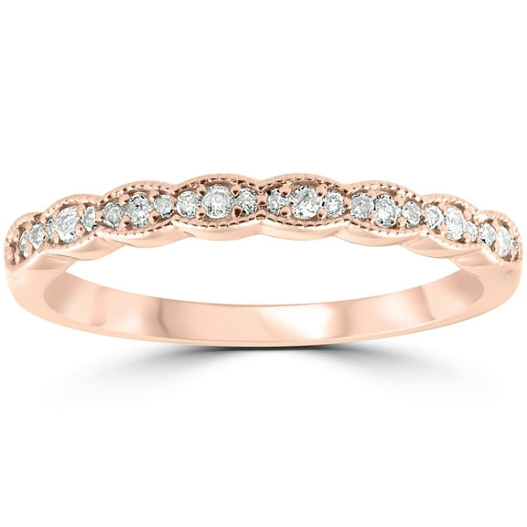 Pompeii 1/5 cttw Diamond Stackable Womens Wedding Ring 14k Rose Gold (I/J,I2-I3)