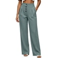 thumbnail image 2 of SAWOBUUN Women Wide Leg Pants High Waisted Front Button Straight Leg Dress Pants Pleated Work Slacks for Office Business Casual, 2 of 6