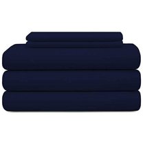 MyGiza Sheets 5 Piece Split King Sheets for Adjustable Bed - 400 Thread Count 100% Giza Cotton Split King Sheet Sets for Split King Mattress - Navy Blue
