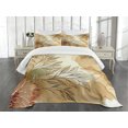 thumbnail image 2 of Ambesonne Tan Quilted Bedspread Set 3 Pcs, Abstract Branches Marble Like, Queen Size, Almond Ecru Beige, 2 of 4