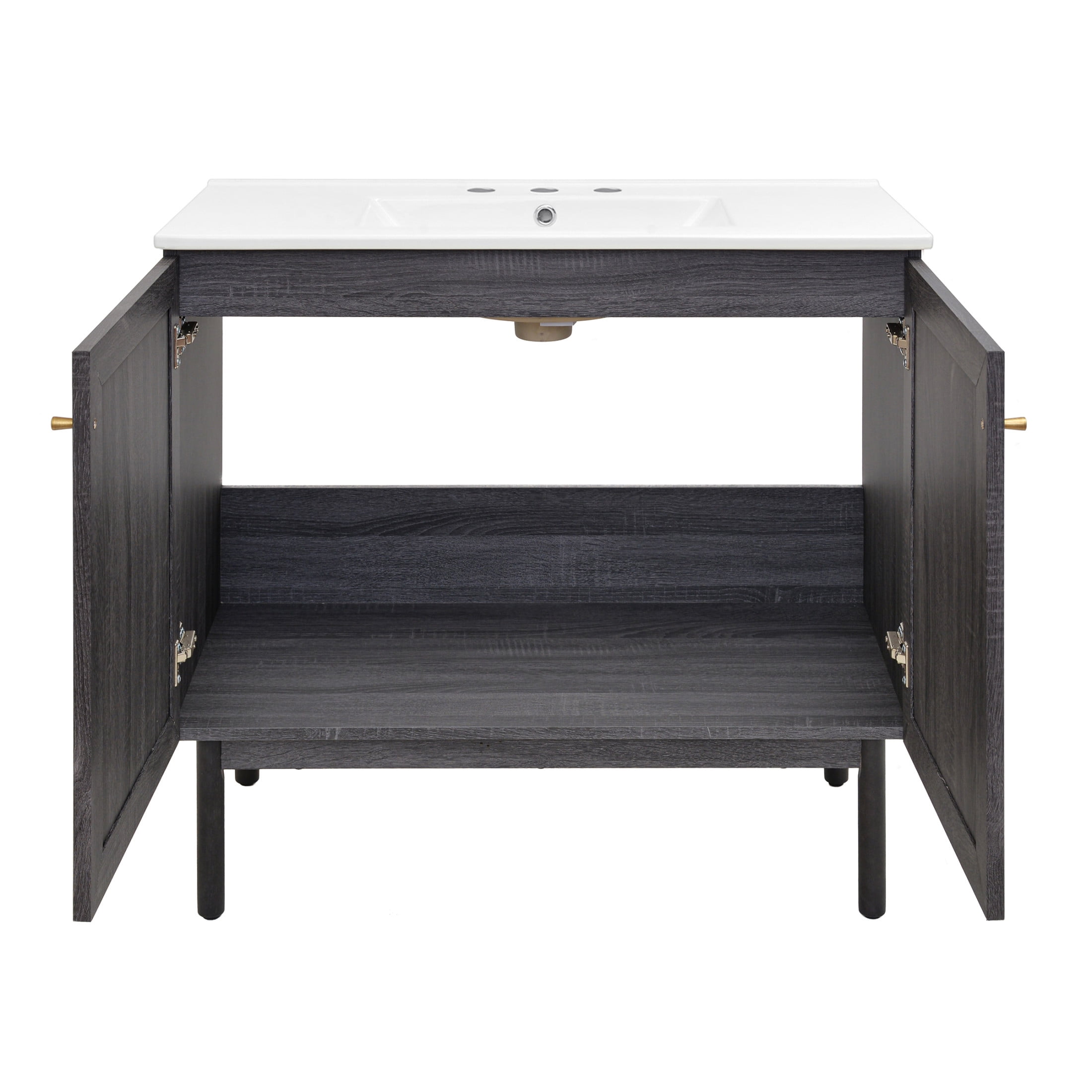 Classe 36" Freestanding Bathroom Vanity in Black Oak with 3-Hole Widespread Sink Top