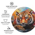 thumbnail image 4 of Pofeuu Colorful Plant Tiger Print Leather Coasters Set of 6, Round Cups Mugs Mat Pad for Home Kitchen Heat Resistant Drink Coasters,Round Shape, 4 of 7