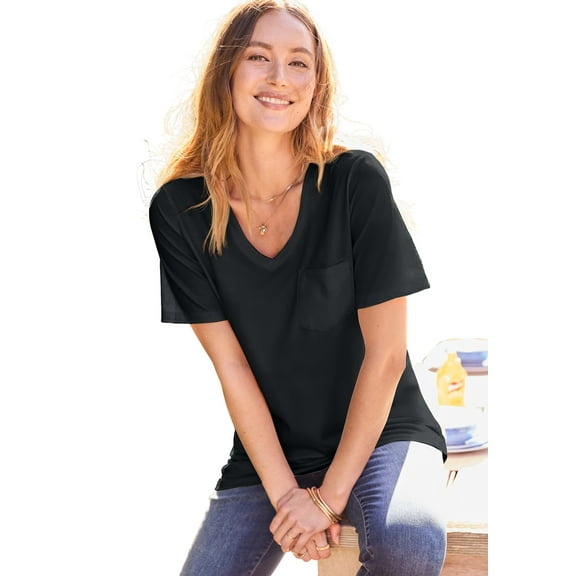 Woman Within Plus Size Perfect Crewneck Pocket Tee