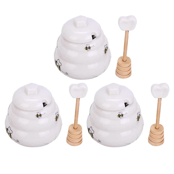5 PCS Ceramic Honey Bottles Gifts Jar Bee Pot Miniature