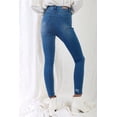 thumbnail image 4 of Mid Blue High-waisted With Rips Skinny Denim Jeans - 3, 4 of 4