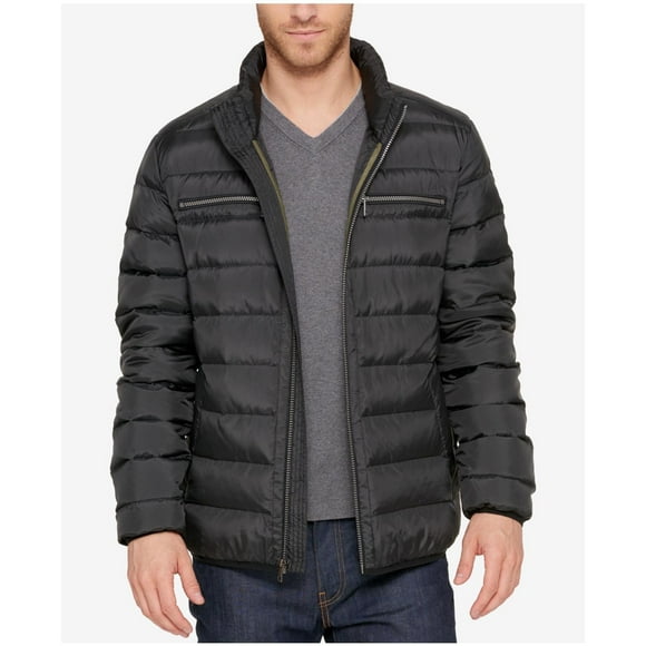 Cole Haan Mens Packable Down Puffer Jacket, Grey, Medium