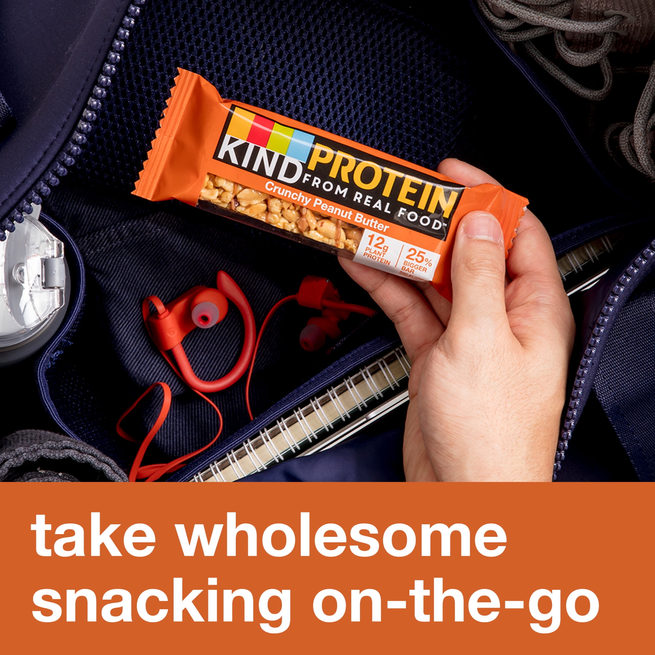 KIND Bars, Crunchy Peanut Butter Protein Bar, Gluten free, 1.76 oz, 12 Snack Bars