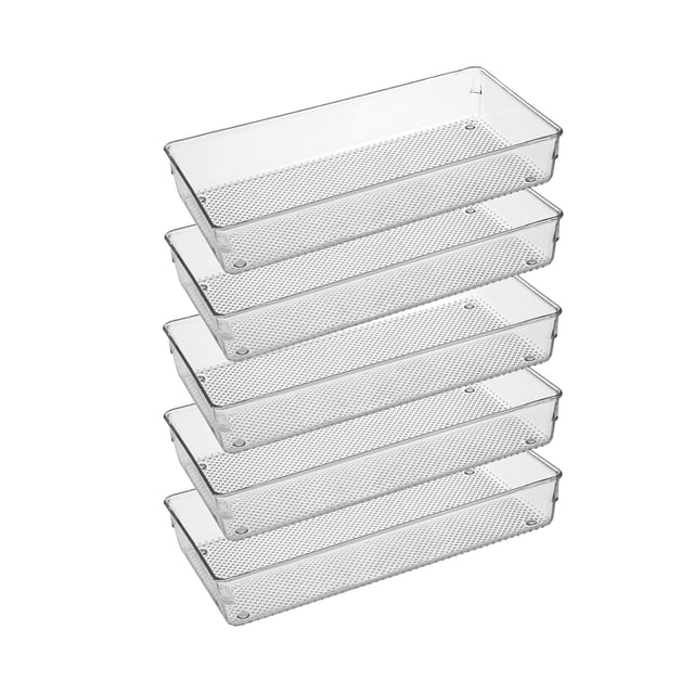 Bandeja organizadora de cajones iHomeCooker de plástico transparente, paquete de 5