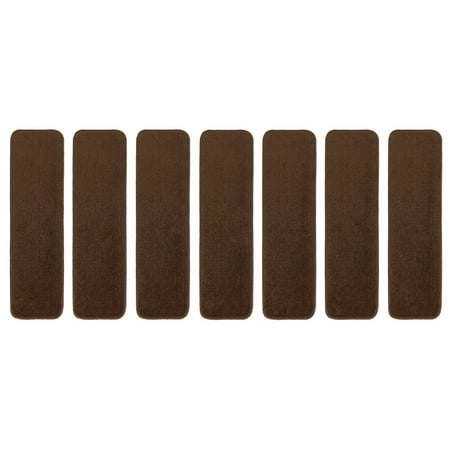 Clean Machine Stair Tread Comfy Collection Stair Tread Treads Indoor Skid Slip Resistant Carpet Stair Tread Treads Machine Washable 8 ½ inch x 30 inch (Set of 7, Brown) ()