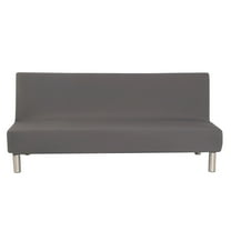 Armless Sofa Bed Cover Polyester Spandex Stretch Futon Slipcover Protector 3 Seater Elastic Full Folding Couch Sofa Shield (Grey)
