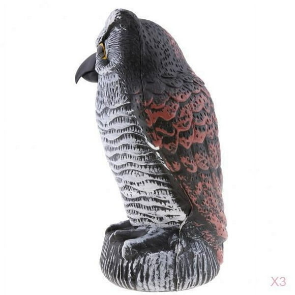 S SERENABLE 3 Pieces Large Owl Hunting Decoy Statue Lawn Garden Scarer Outdoor 3Pcs