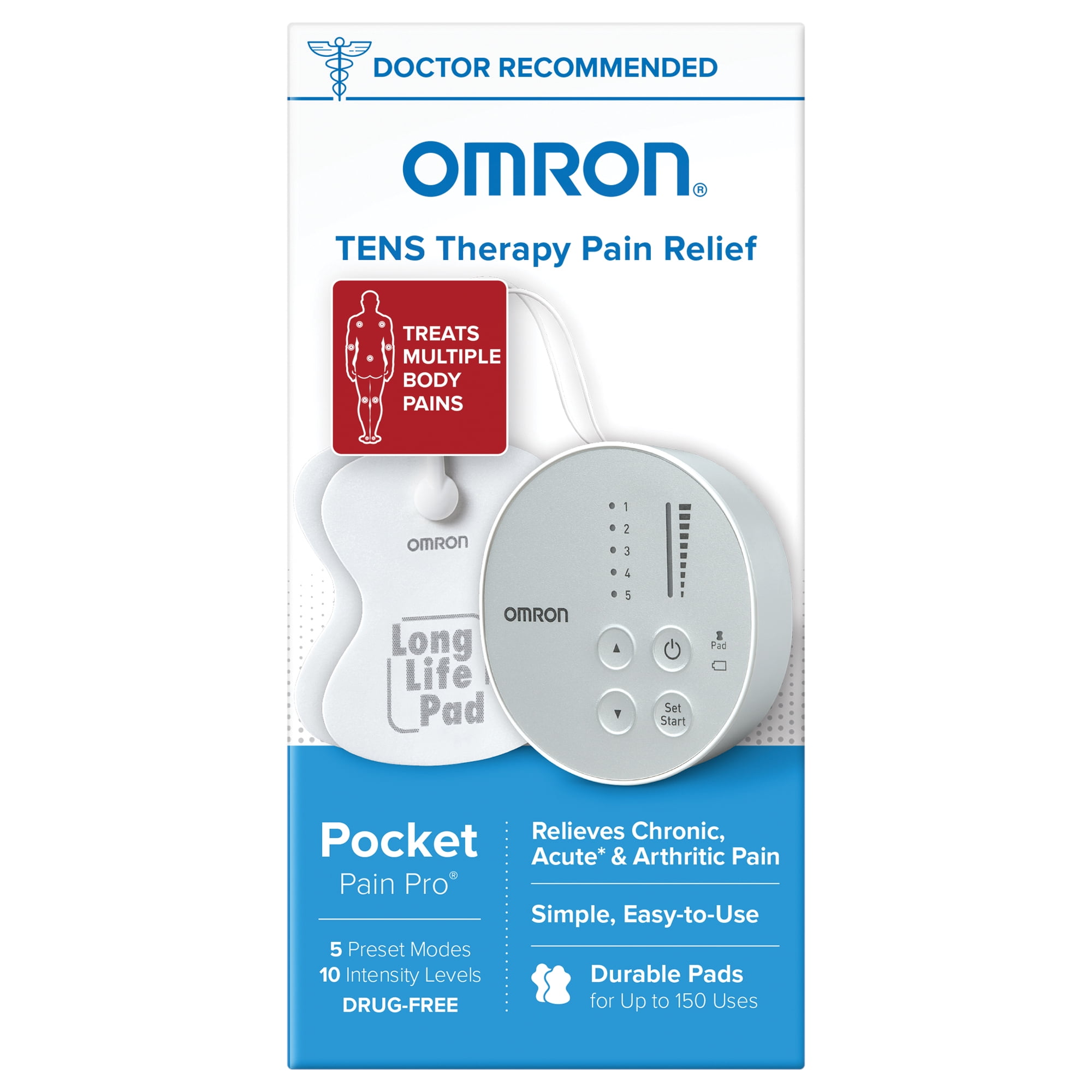 Omron PM400 Pocket Pain Pro Tens Unit & PMLLPAD-L ElectroTHERAPY TENS Long-Life Pads