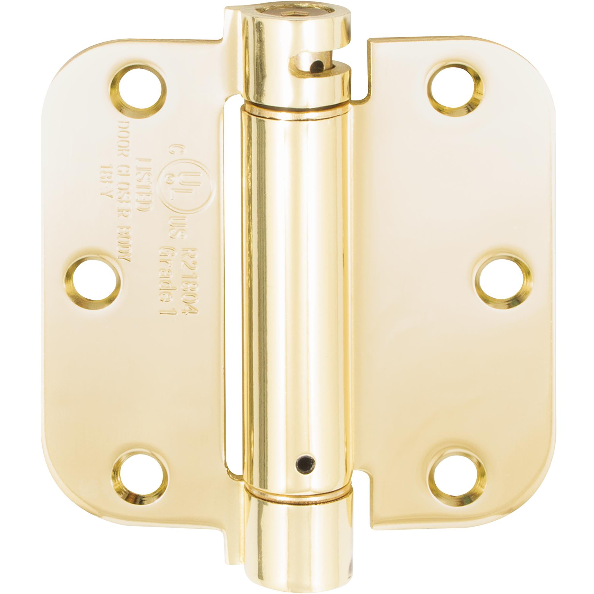 100-3.5" Bright Satin Brass Hinge 5/8" corner w/screws 