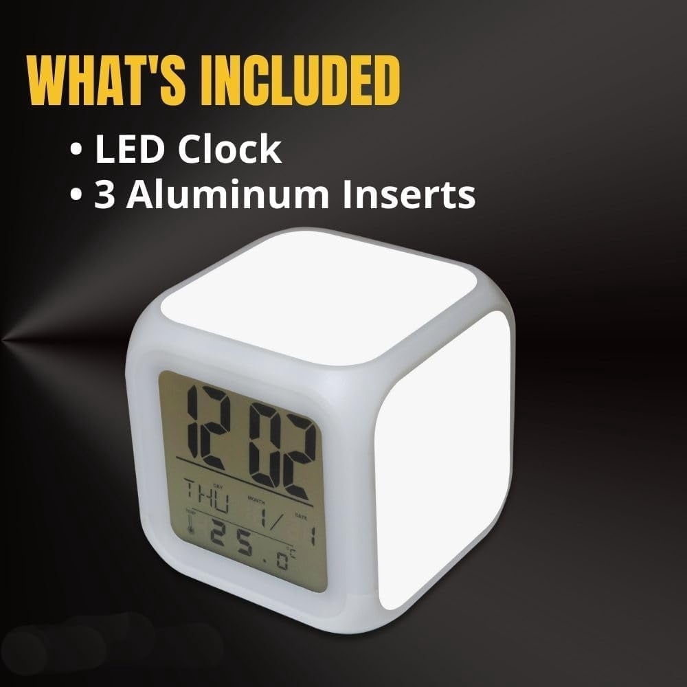 6 Pack Sublimation Blanks Led Clock – LED Color Changing Digital Alarm Clock Sublimation DIY Printing with 3 Pcs Insert Aluminum for Personalized Logo
