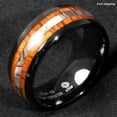 thumbnail image 4 of Tungsten Rings for Men Wedding Bands for Him Womens Wedding Bands for Her 8mm Black Koa Wood Abalone, 4 of 6