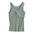 thumbnail image 6 of Womens Tank Tops with Built In Bras Sleeveless Comfy Cami Tank Tops Padded Going Out Summer Tops Workout Yoga Undershirt Tank Tops Green S, 6 of 7