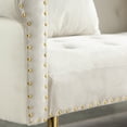 Convertible Velvet Loveseat Sofa, Nailhead Upholstered Futon, Modern