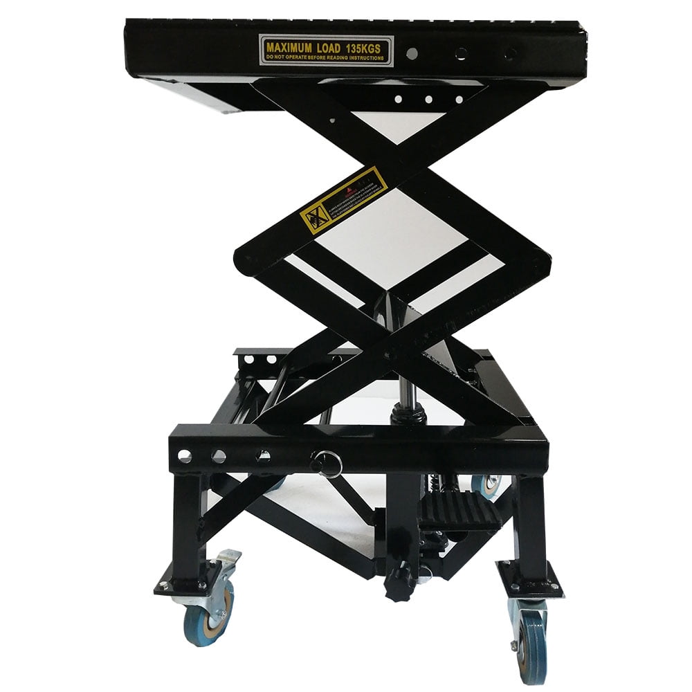 TECHTONGDA 300lbs Motorcycle Hydraulic Scissor Floor Jack Lift Motorized Double Scissor