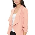 thumbnail image 6 of Women's Elegant Draped Blazer Casual Open Front 3/4 Sleeve Jacket, 6 of 6