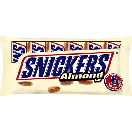 Snickers Almond Chocolate Candy Bars, 1.76 Oz., 6 Ct.