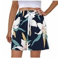 thumbnail image 4 of FAZVAOO Womens Pajama Shorts,Floral Printed Drawstring Elastic Waist Sleep Shorts,7"Inseam, 4 of 5