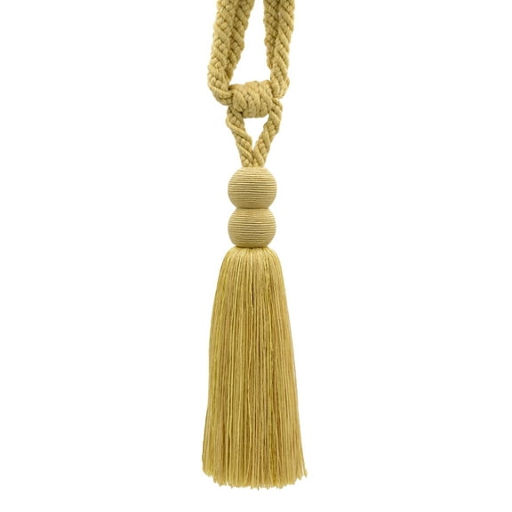 Contemporary,Modern / Apricot, Maize, Gold / Curtain and Drapery Tassel Tieback / 9 1/2 inch (24cm) Tassel / 30 inch (76cm)Spread (Embrace) / Style#: TBV9 / Color: VNT26 - Butter Cream