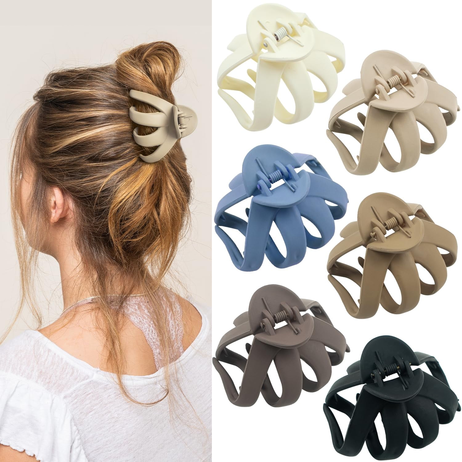 Aazon.co : Flower Claw Clip 7 PCS Claw Clips, Hair Clips For Woen Non Slip For Thick Hair