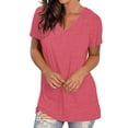 thumbnail image 6 of TEMOFON Womens Blouses Plus Size Summer V Neck T-Shirts Fashion Short Sleeve T-Shirts Loose Knit Tunic Tops Tops for Women, 6 of 6