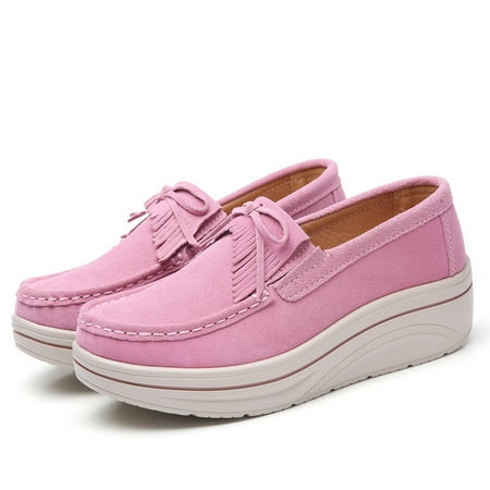 

Women s Slip On Platform Shoes Suede Comfortable Loafers Moccasins Wedge Female Sneakers