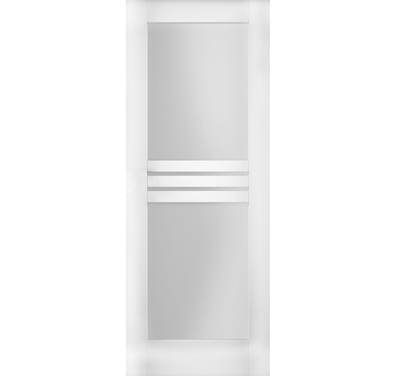 Slab Door Panel Opaque Glass 4 Lites 30 x 80 inches / Mela 7222 White