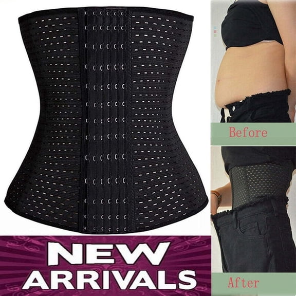 Women’s Waist Trainer Corset, 6 Row Hook Tummy Control Shapewear with Adjustable Compression, Body Shaper Waist Cincher for Workout, Fitness and Everyday Wear